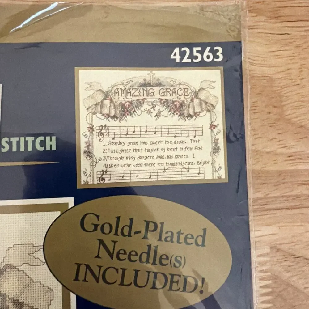 Bucilla Counted Cross Stitch Kit AMAZING GRACE 12x20 Gold Needle Vtg 42563 New